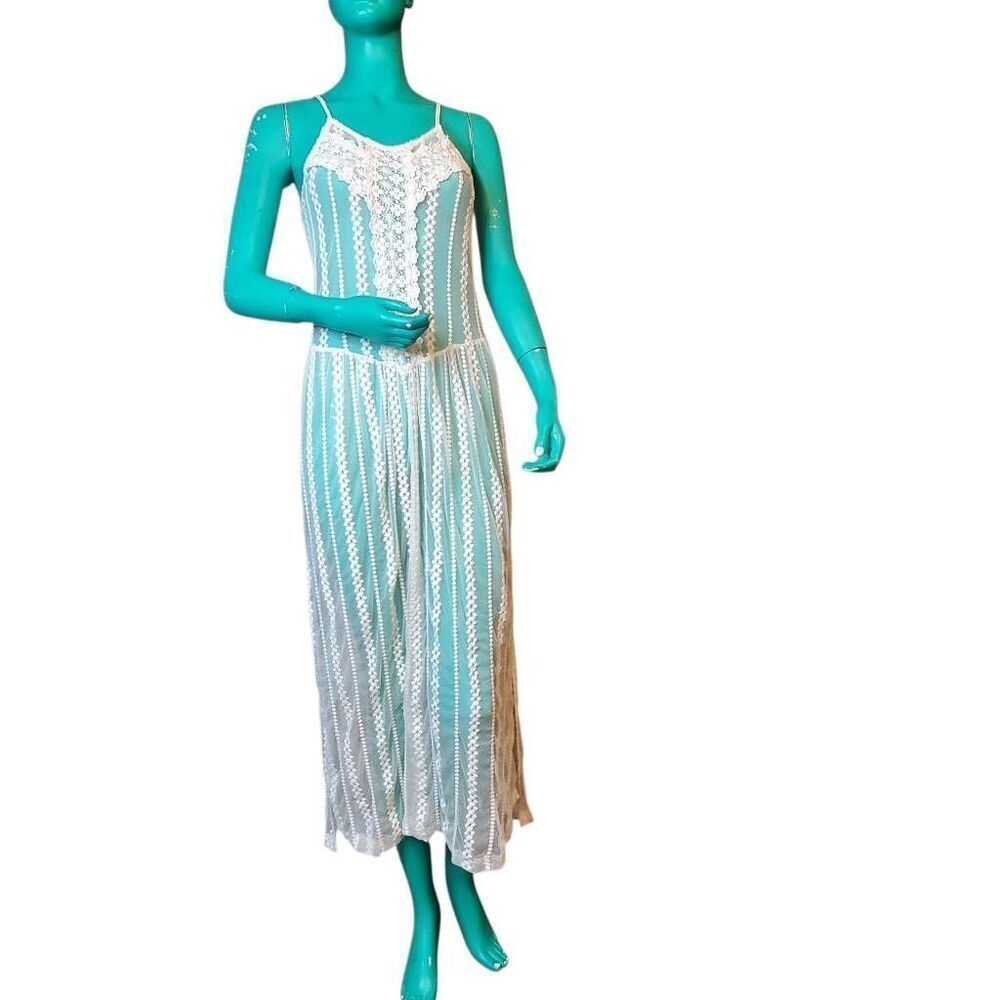 ASTR Sheer Crochet Ivory Lace Mesh Maxi Dress – Size XS